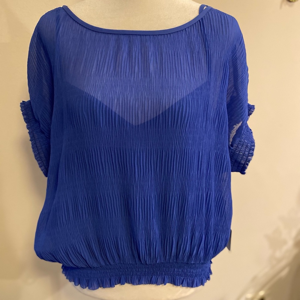 Laundry by Shelli Segal Elegant Blue Women's Top size Large with elastic waist